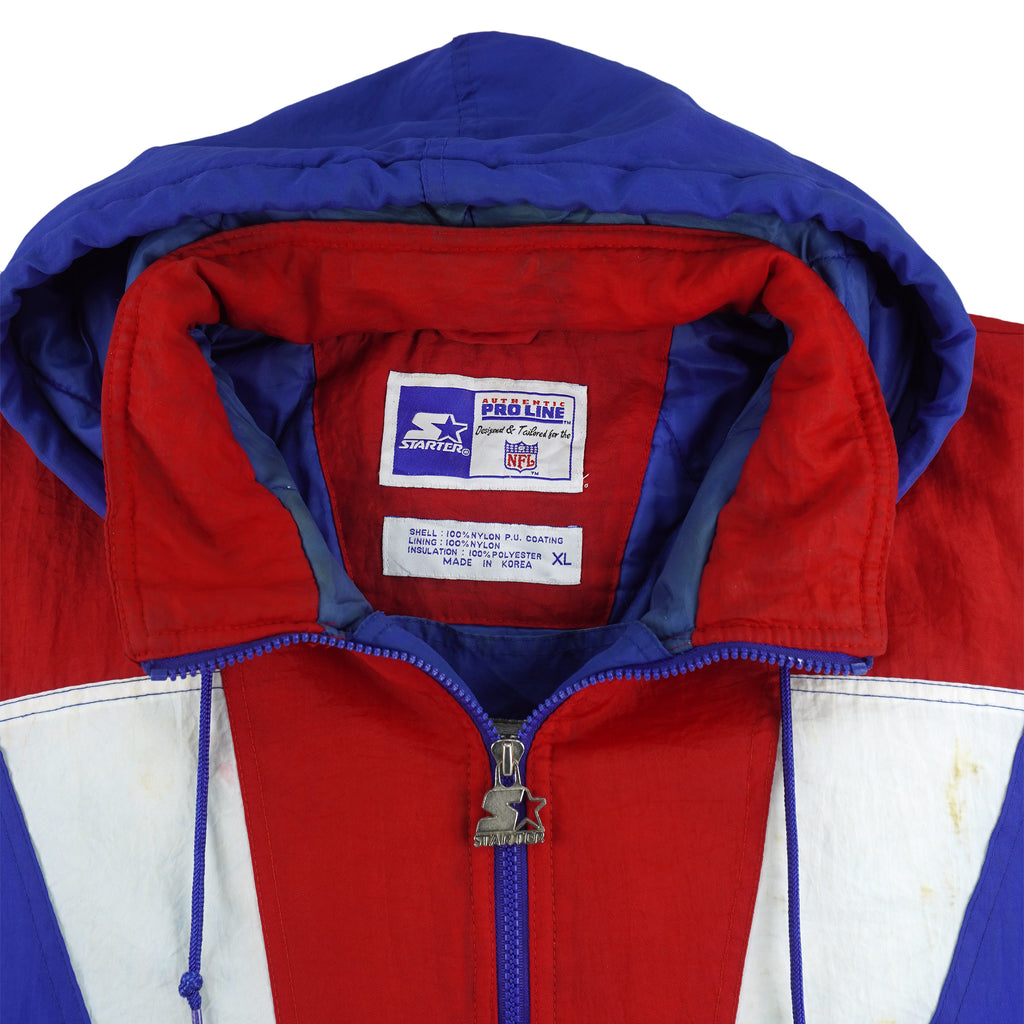 Starter - New York Giants Embroidered Hooded Windbreaker 1990s X-Large Vintage Retro Football