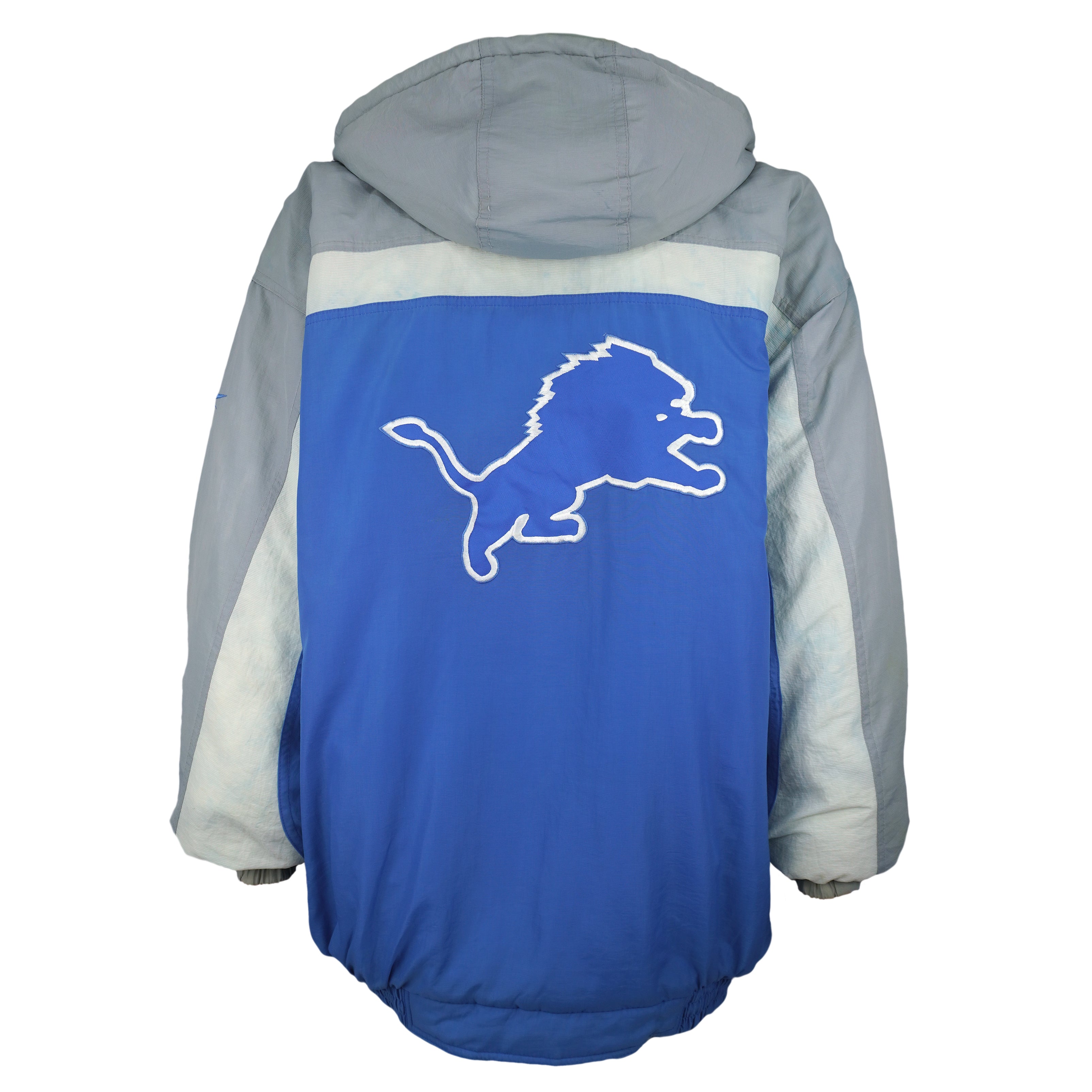 Reebok - Detroit Lions Pullover Hooded Windbreaker 1990s Large Vintage Retro Football