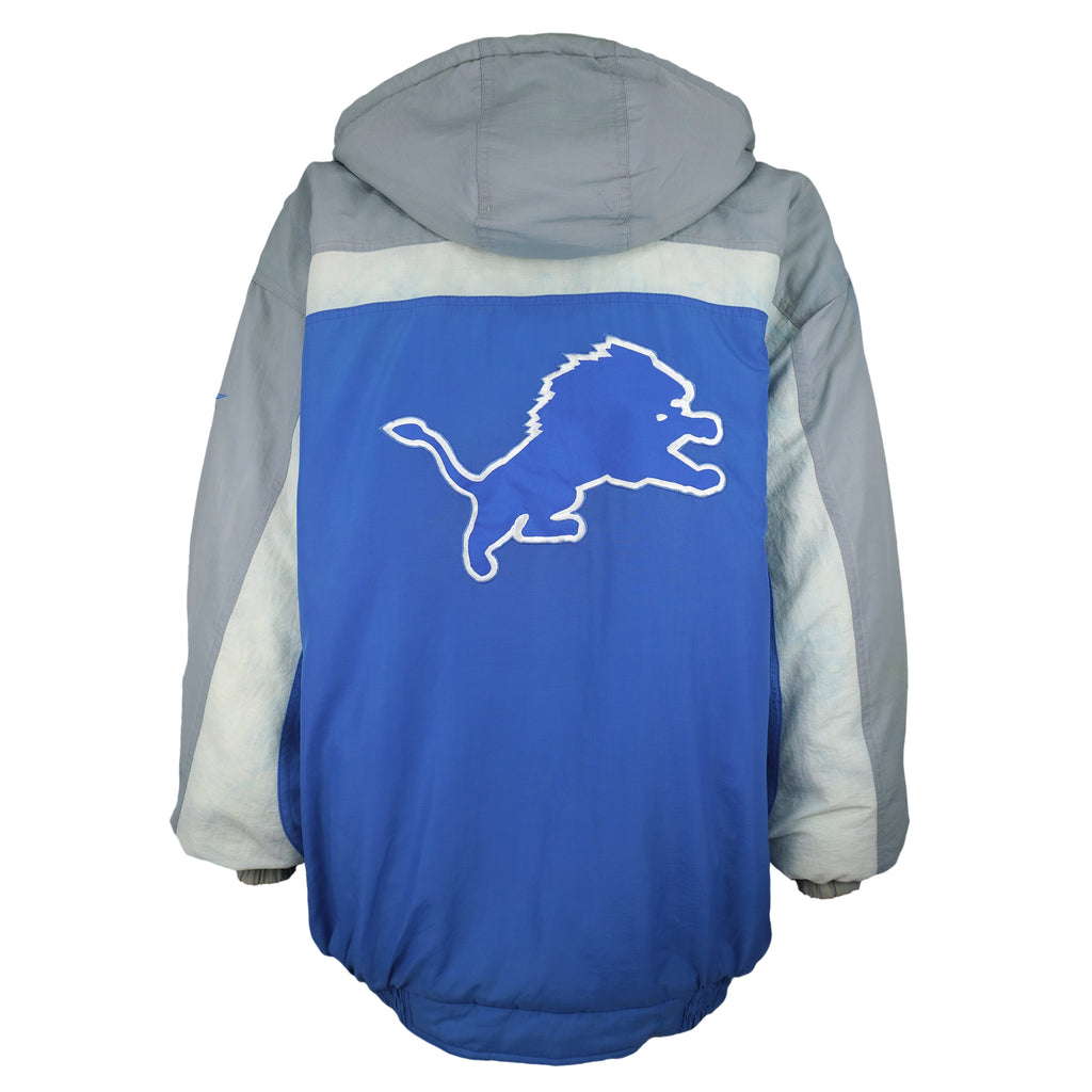 Reebok - Detroit Lions Pullover Hooded Windbreaker 1990s Large Vintage Retro Football