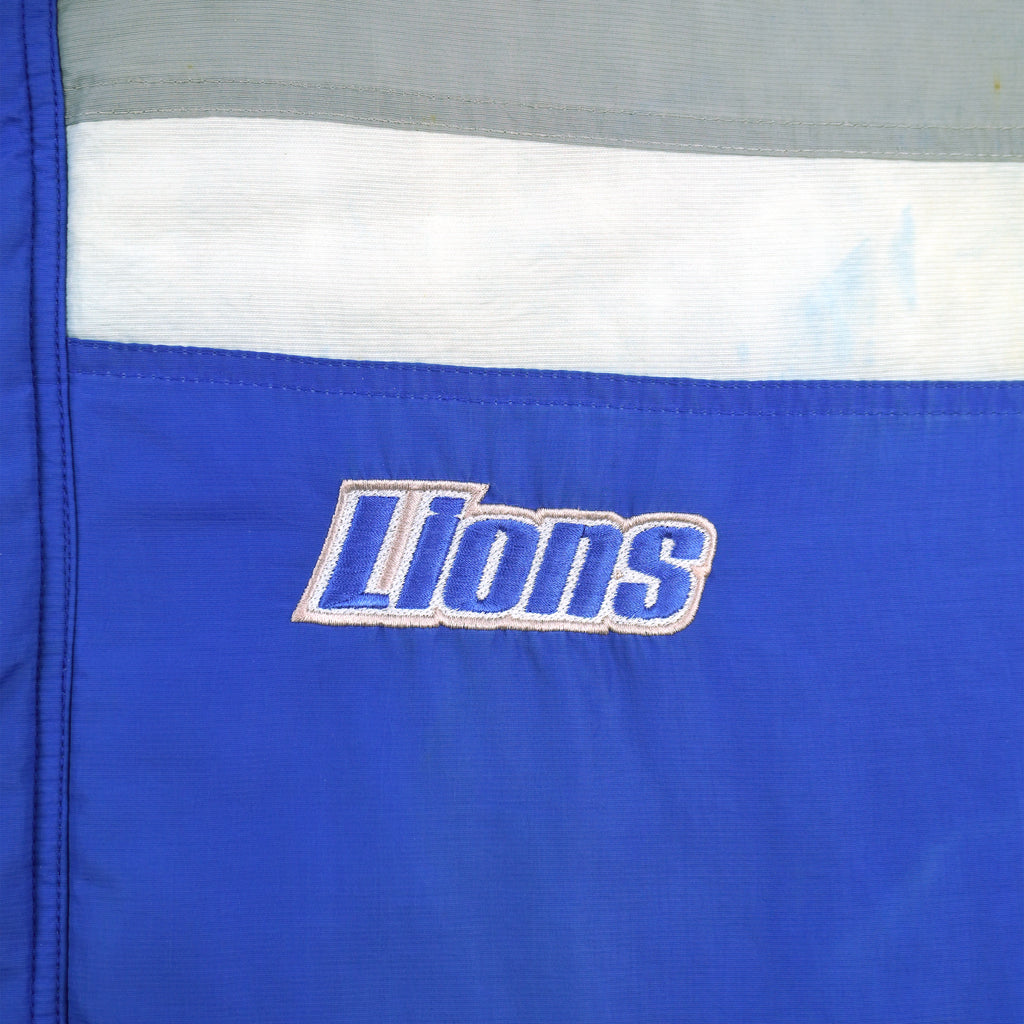 Reebok - Detroit Lions Pullover Hooded Windbreaker 1990s Large Vintage Retro Football