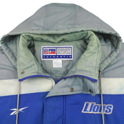 Reebok - Detroit Lions Pullover Hooded Windbreaker 1990s Large Vintage Retro Football