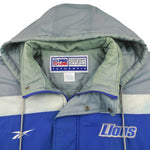 Reebok - Detroit Lions Pullover Hooded Windbreaker 1990s Large Vintage Retro Football