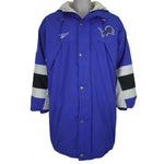 Reebok (Pro Line) - Detroit Lions Long Puffer Jacket 1990s X-Large Vintage Retro Football