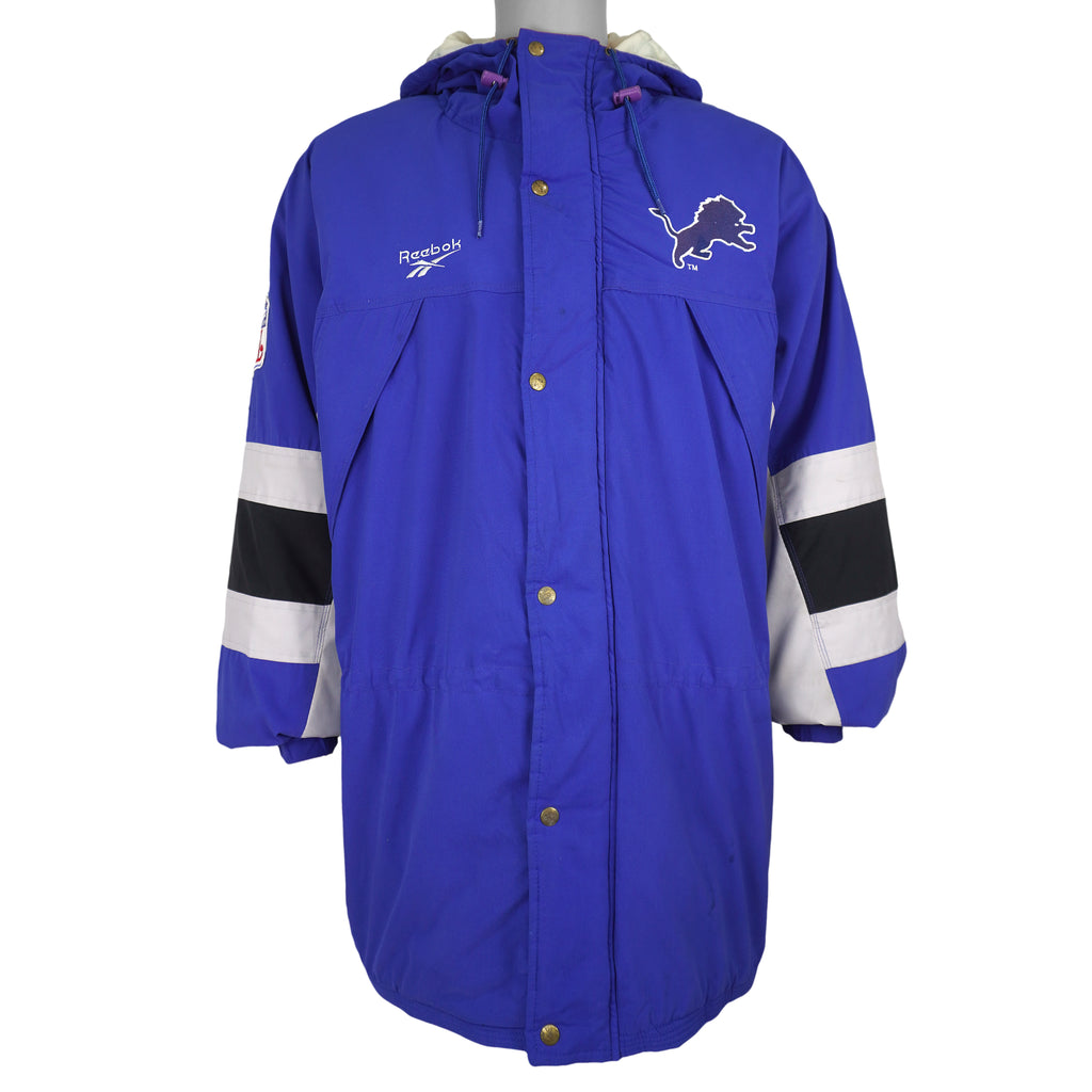 Reebok (Pro Line) - Detroit Lions Long Puffer Jacket 1990s X-Large
