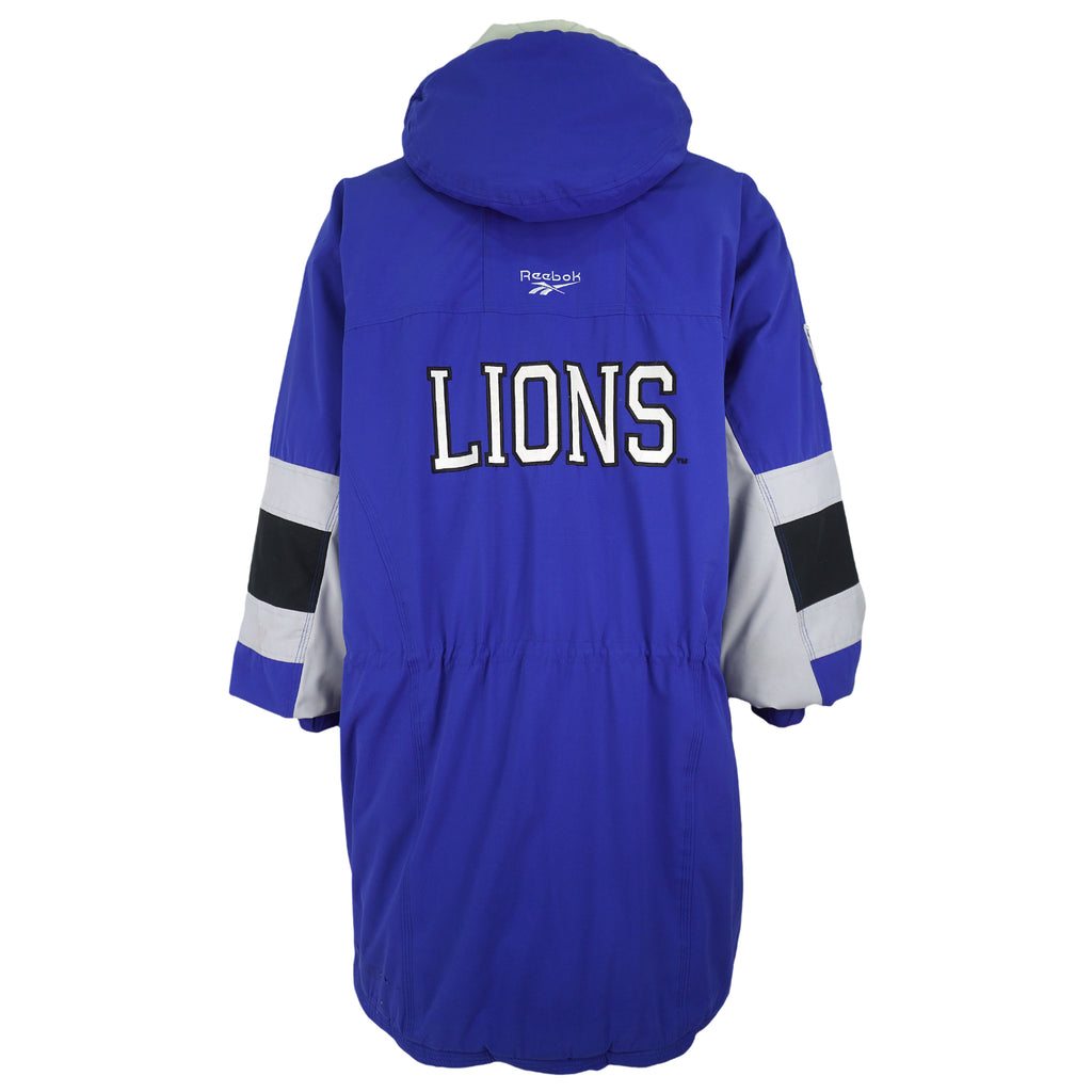 Reebok (Pro Line) - Detroit Lions Long Puffer Jacket 1990s X-Large Vintage Retro Football