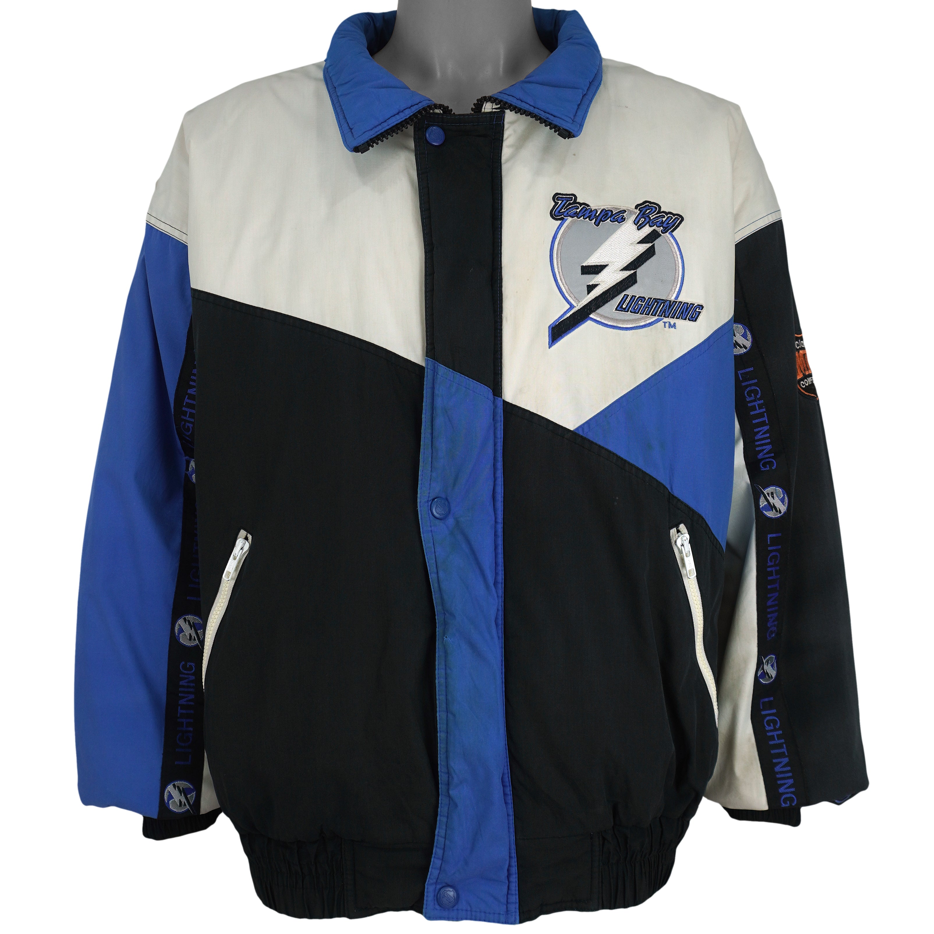 NHL (Pro Player) - Tampa Bay Lightning Button-Up Jacket 1990s X-Large Vintage Retro Hockey