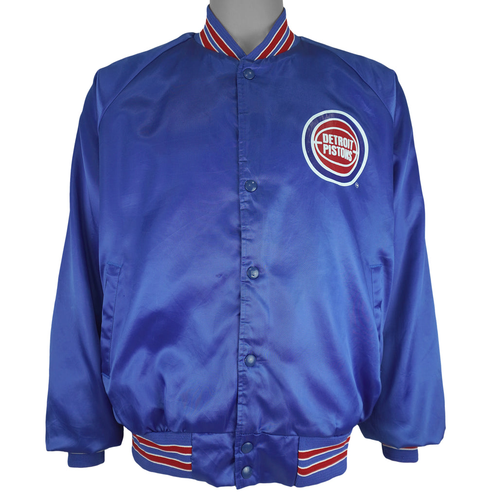 NBA (Chalk Line) - Blue Detroit Pistons Satin Jacket 1990s X-Large Vintage Retro Basketball