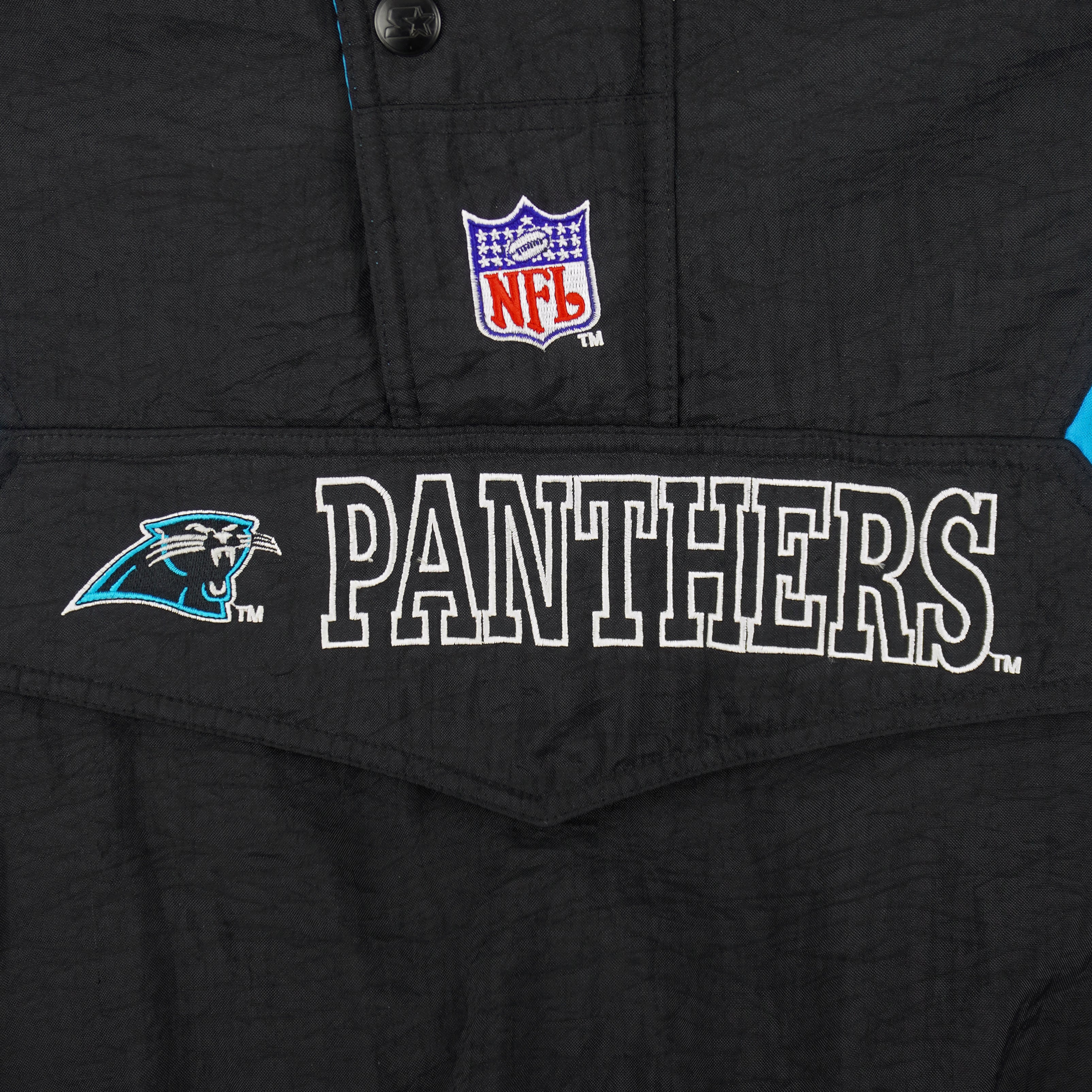 Starter - Carolina Panthers 1/2 Zip Hooded Jacket 1990s Medium Vintage Retro Football