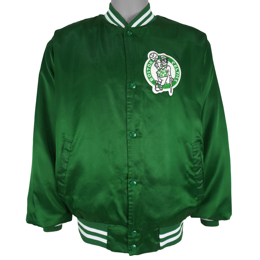 NBA (Locker Line) - Boston Celtics Big Spell-Out Satin Jacket 1990s X-Large Vintage Retro Basketball