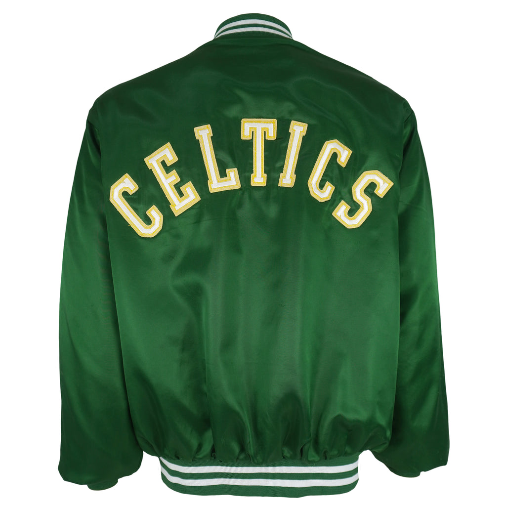 NBA (Locker Line) - Boston Celtics Big Spell-Out Satin Jacket 1990s X-Large Vintage Retro Basketball