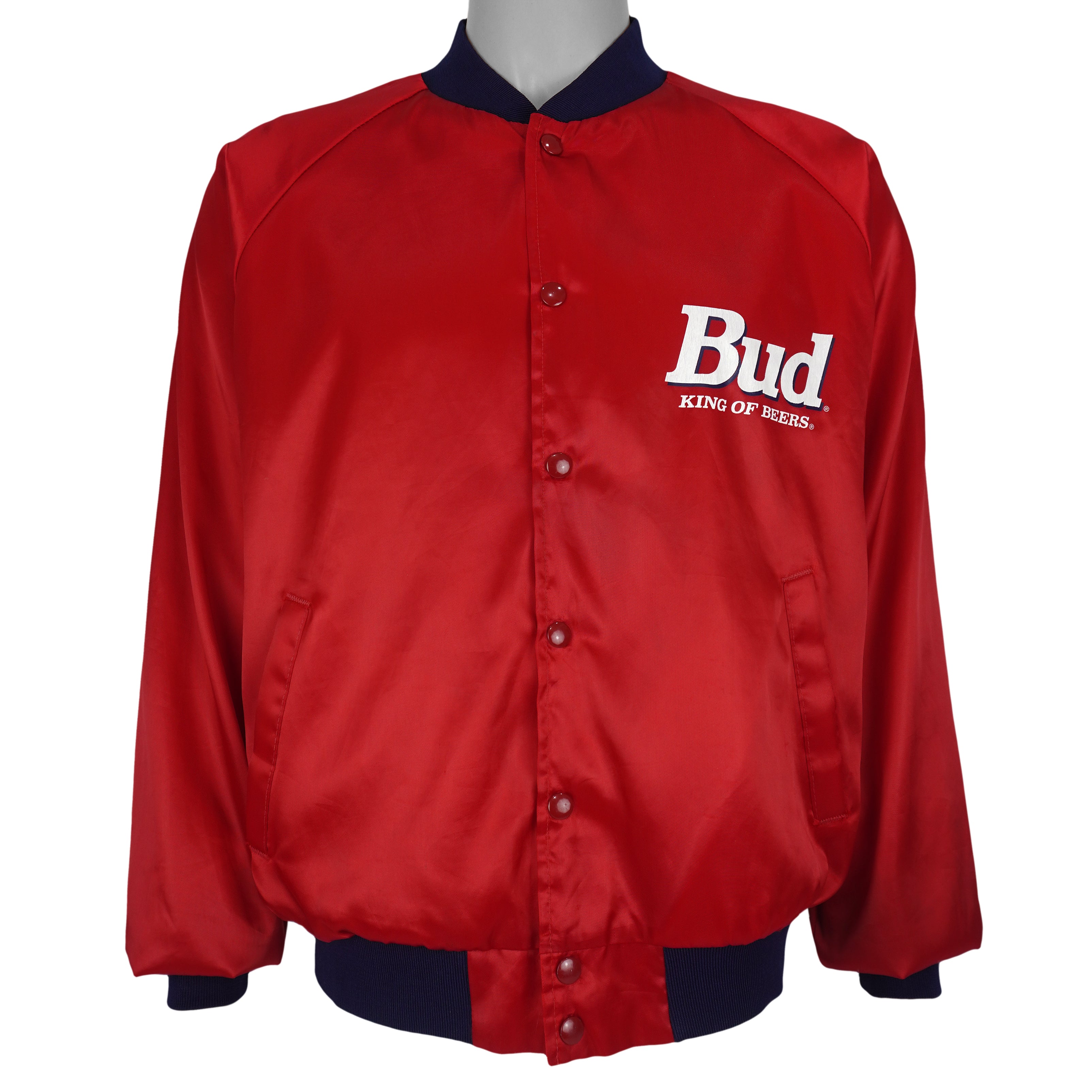 Budweiser - Bud King Of Beers Satin Jacket 1990s X-Large Vintage Retro