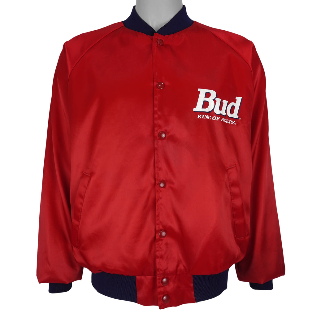 Budweiser - Bud King Of Beers Satin Jacket 1990s X-Large Vintage Retro