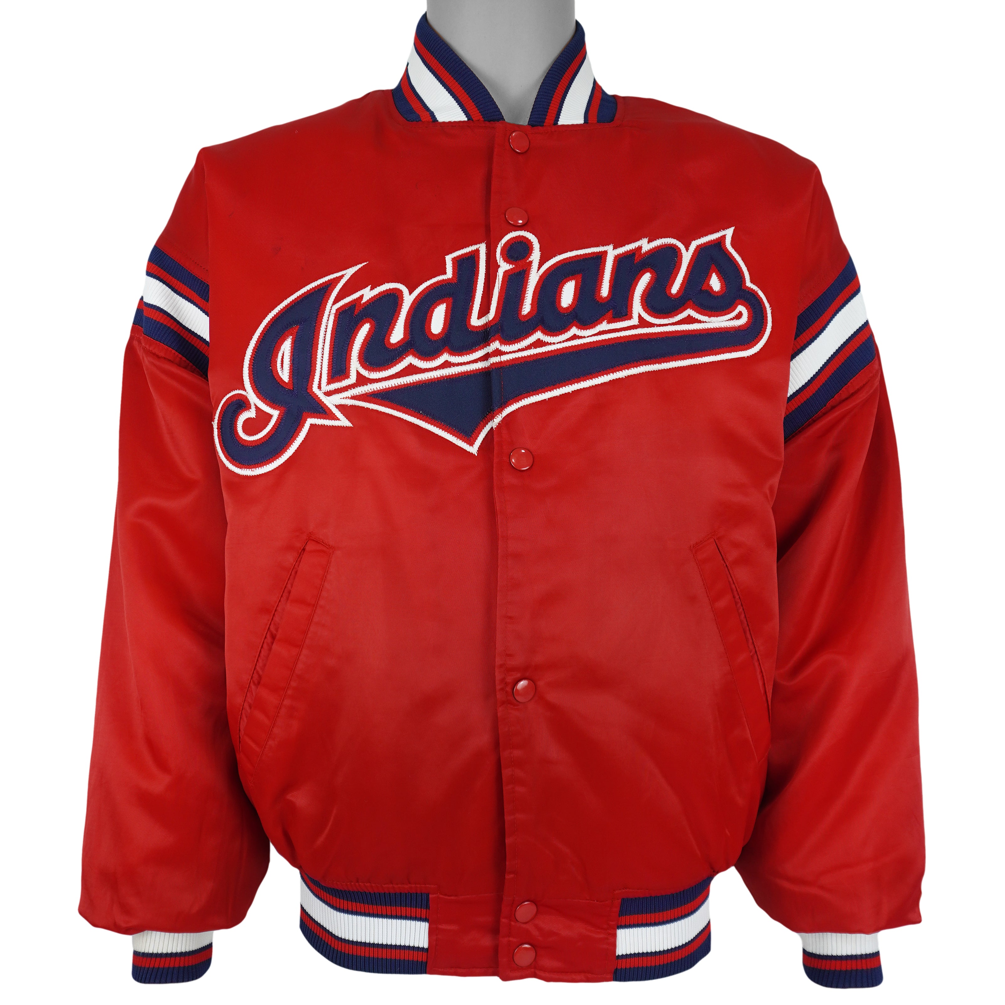Starter (Diamond Collection) - Red Cleveland Indians Bomber Jacket 1990s Small Vintage Retro Baseball