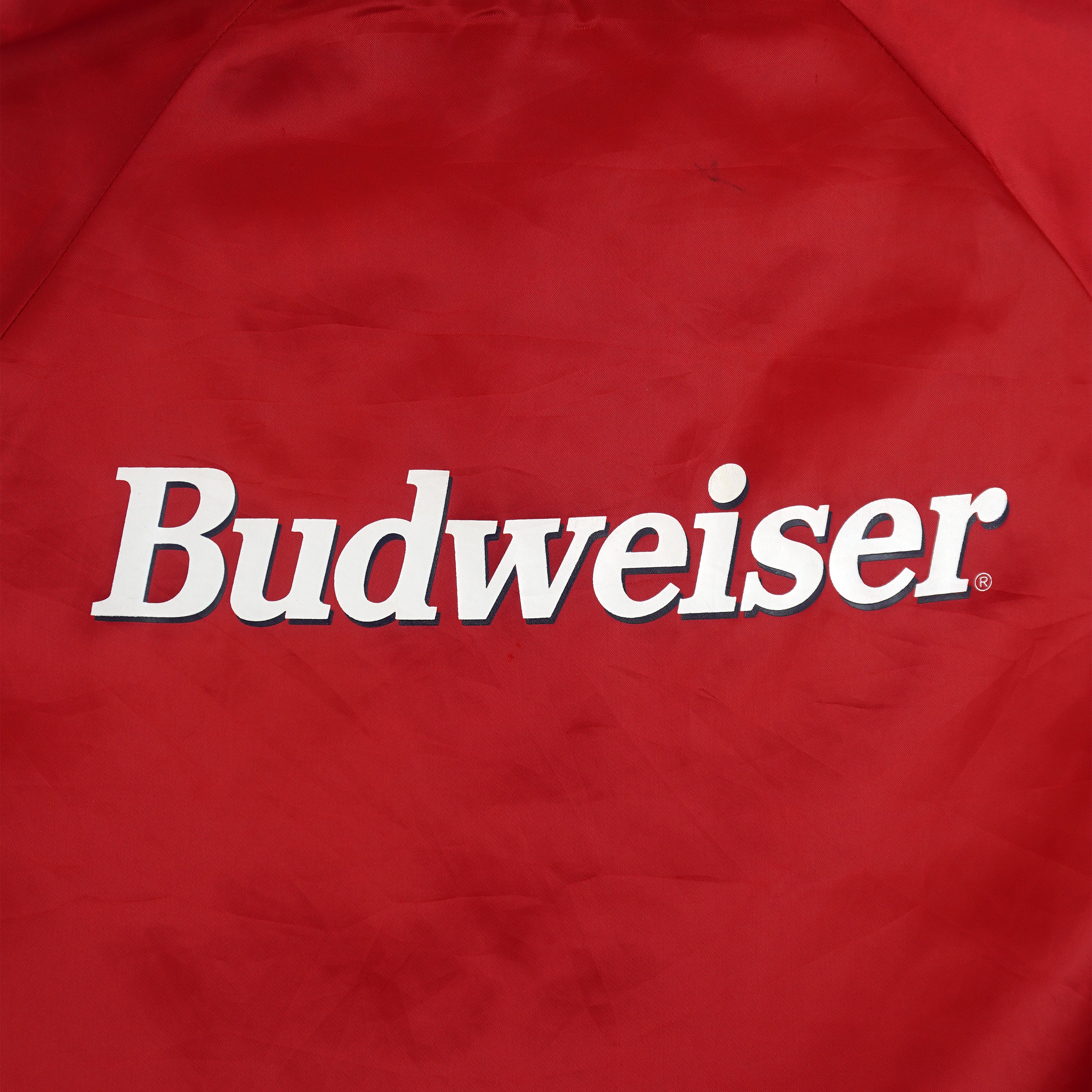 Budweiser - Bud King Of Beers Button-Up Satin Jacket 1990s Large Vintage Retro