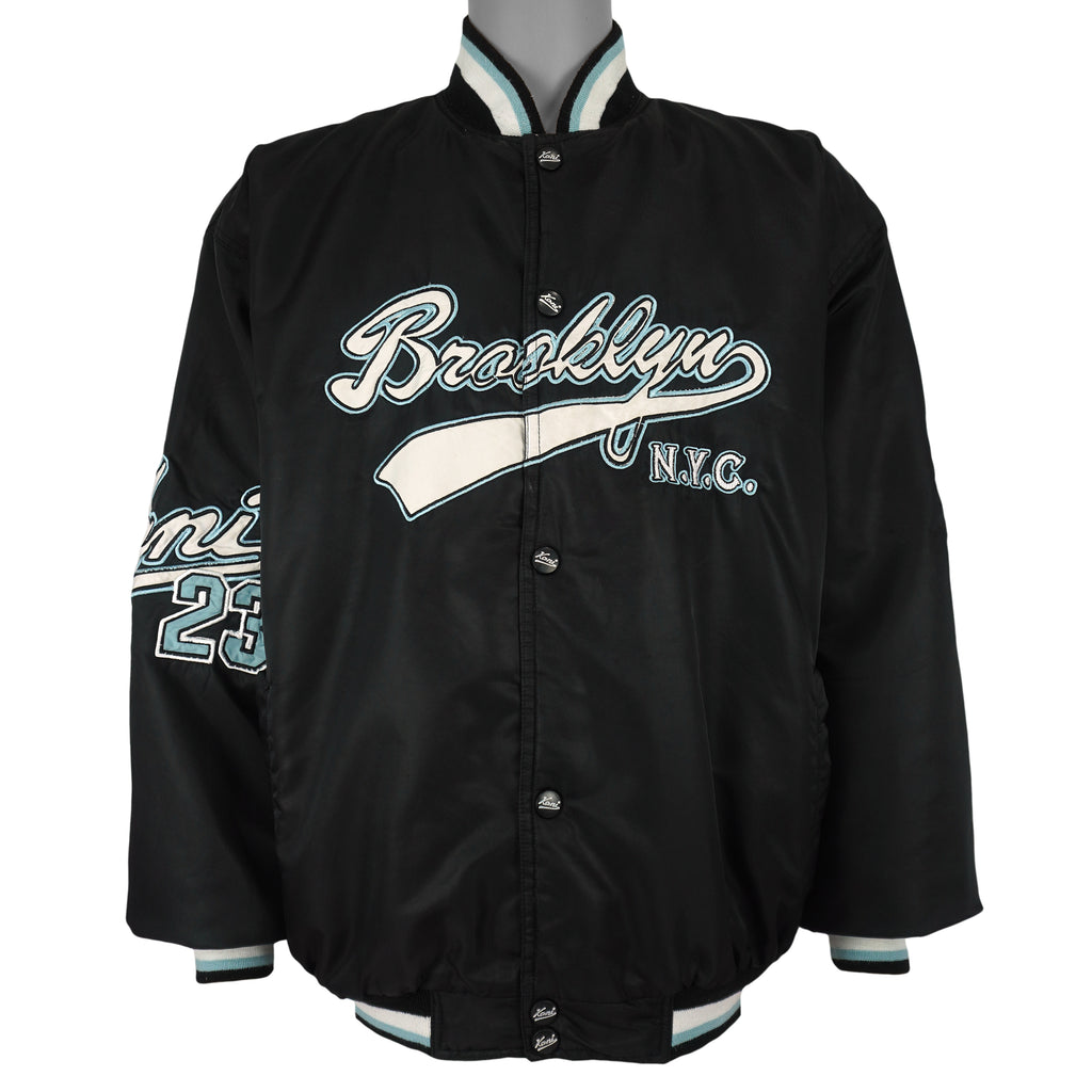 Karl Kani - Black Brooklyn N.Y.C Kani 23 Spell-Out Satin Jacket 1990s 3X-Large Vintage Retro