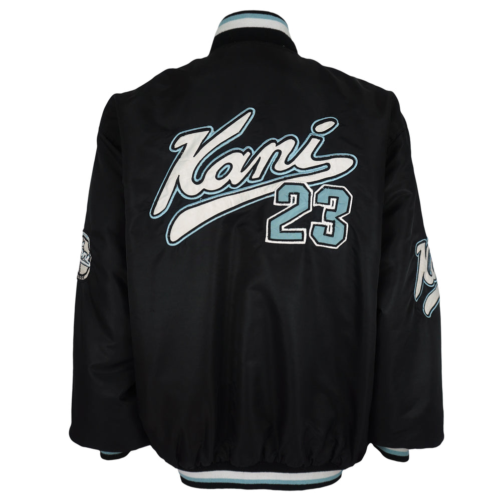 Karl Kani - Black Brooklyn N.Y.C Kani 23 Spell-Out Satin Jacket 1990s 3X-Large Vintage Retro