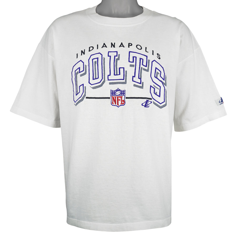 NFL (Logo Athletic) - Indianapolis Colts Spell-Out T-Shirt 1990s Large Vintage Retro Football