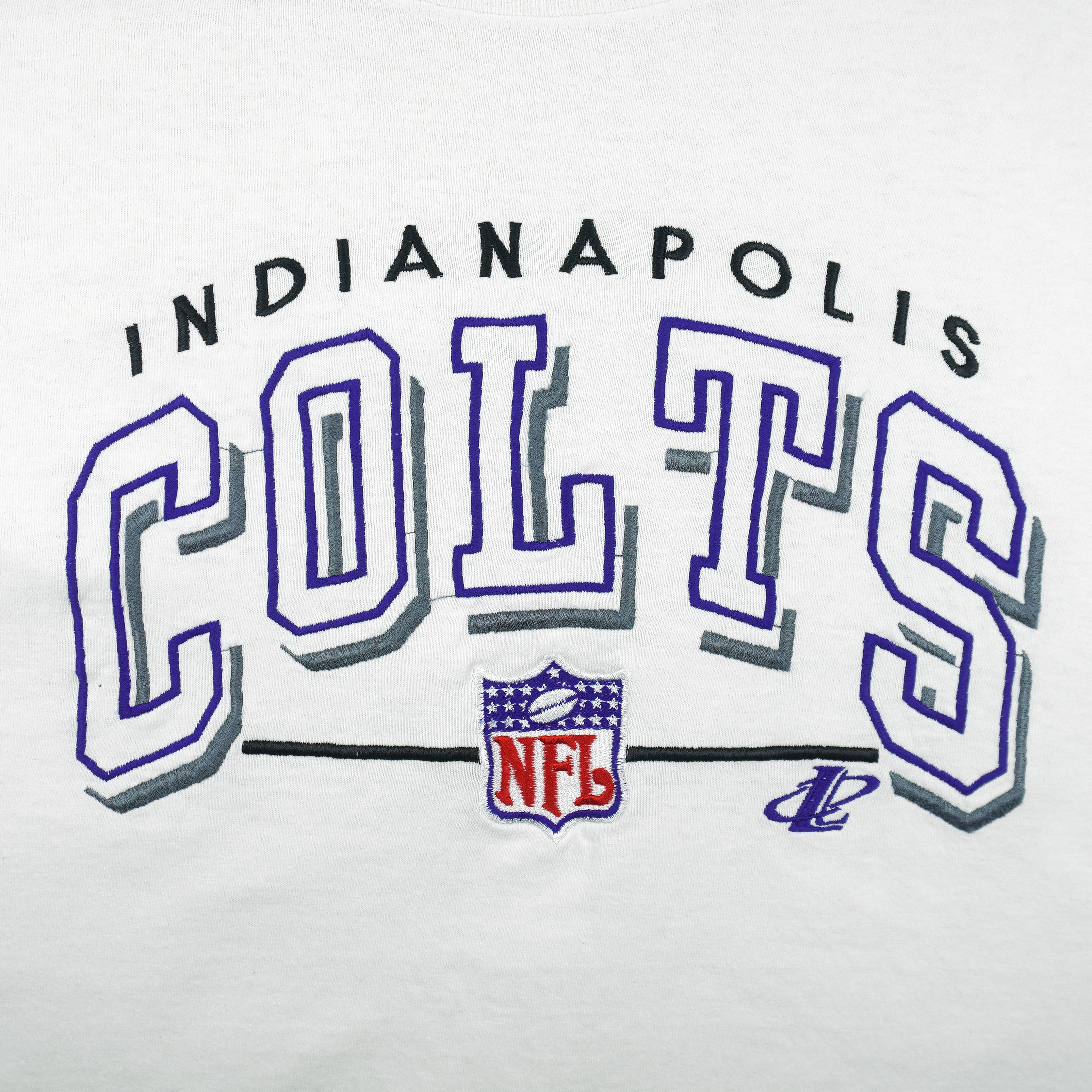 NFL (Logo Athletic) - Indianapolis Colts Spell-Out T-Shirt 1990s Large Vintage Retro Football