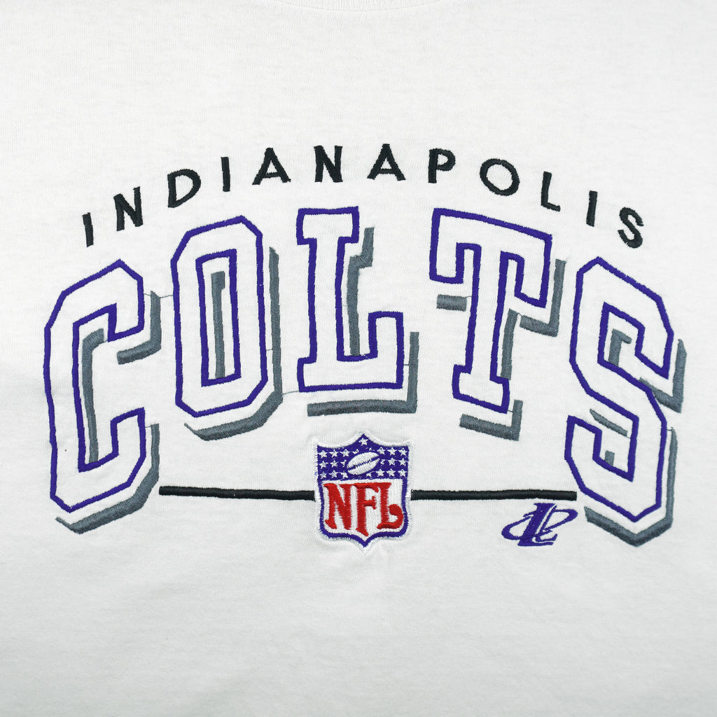 NFL (Logo Athletic) - Indianapolis Colts Spell-Out T-Shirt 1990s Large Vintage Retro Football