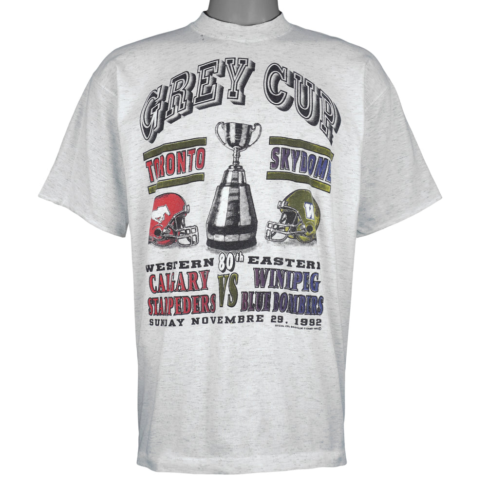CFL - Calgary Stampeders VS Winnipeg Blue Bombers Grey Cup Champions T-Shirt 1992 X-Large Vintage Retro Football