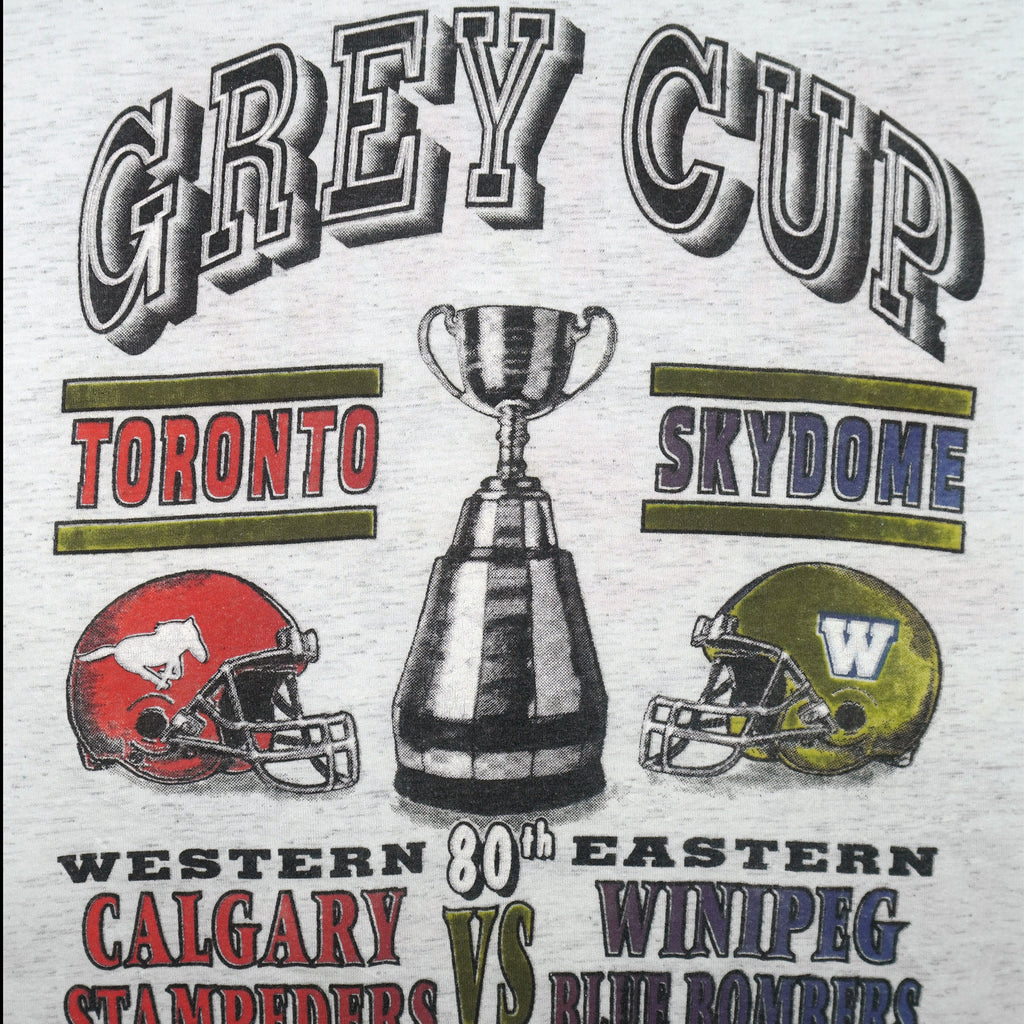 CFL - Calgary Stampeders VS Winnipeg Blue Bombers Grey Cup Champions T-Shirt 1992 X-Large Vintage Retro Football
