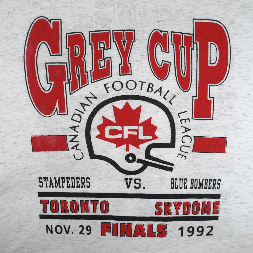 CFL - Calgary Stampeders VS Winnipeg Blue Bombers Grey Cup Champions T-Shirt 1992 X-Large Vintage Retro Football