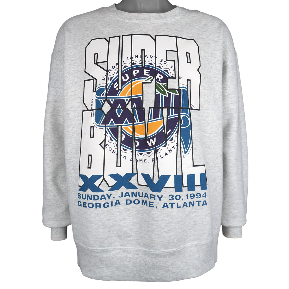 NFL (Delta) - Grey Super Bowl XXVIII, Georgia Dome, Atlanta Sweatshirt 1994 X-Large Vintage Retro Football
