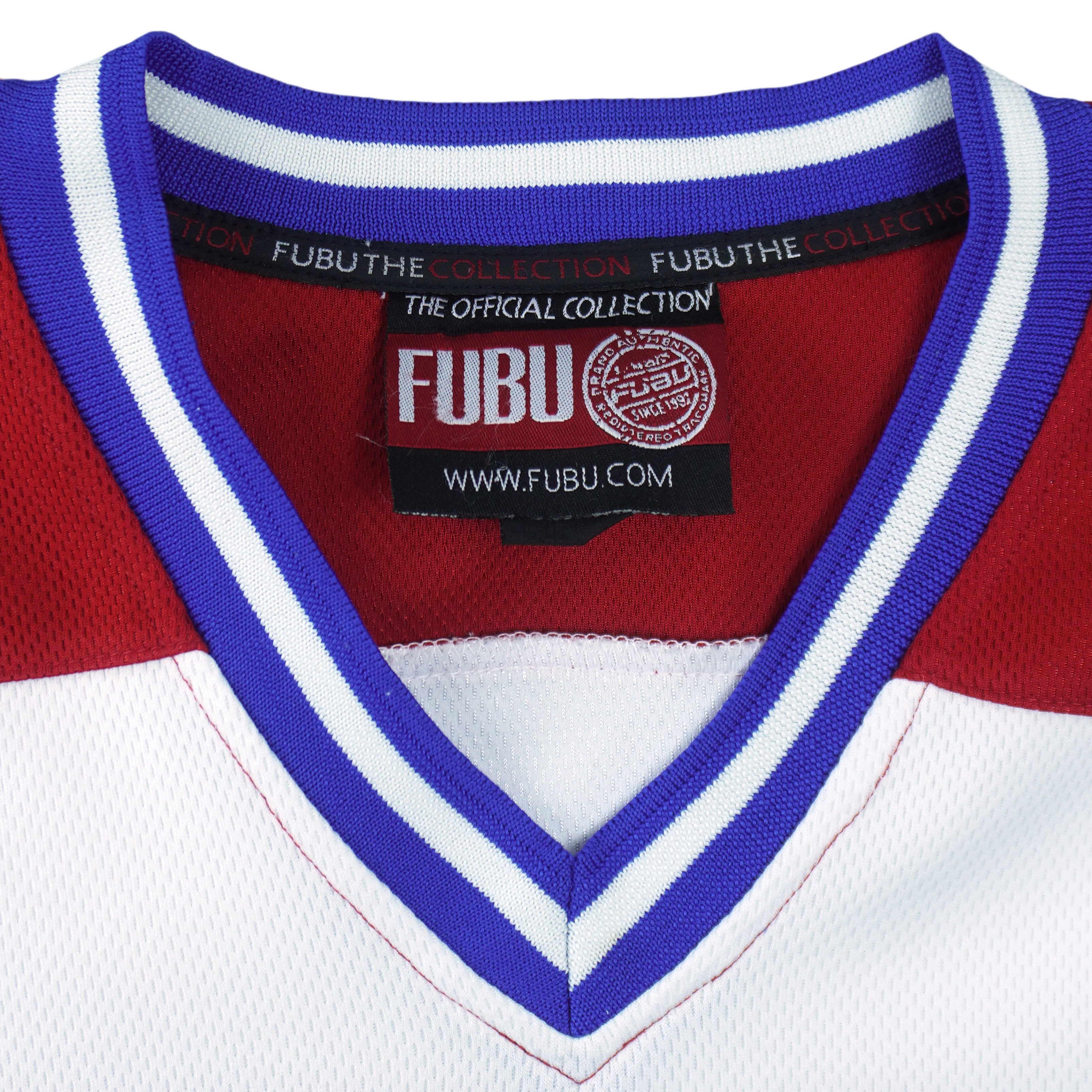 FUBU - White & Red Big Logo Baseball Jersey T-Shirt 1990s X-Large Vintage Retro
