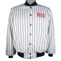 Budweiser - Bud King Of Beers Pinstripe Satin Jacket 1990s Medium Vintage Retro
