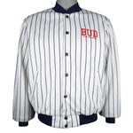 Budweiser - Bud King Of Beers Pinstripe Satin Jacket 1990s Medium Vintage Retro