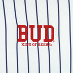 Budweiser - Bud King Of Beers Pinstripe Satin Jacket 1990s Medium Vintage Retro