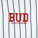 Budweiser - Bud King Of Beers Pinstripe Satin Jacket 1990s Medium Vintage Retro