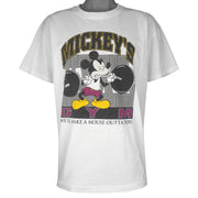 Disney - Mickey Mouse Gym Single Stitch T-Shirt 1990s Large Vintage Retro