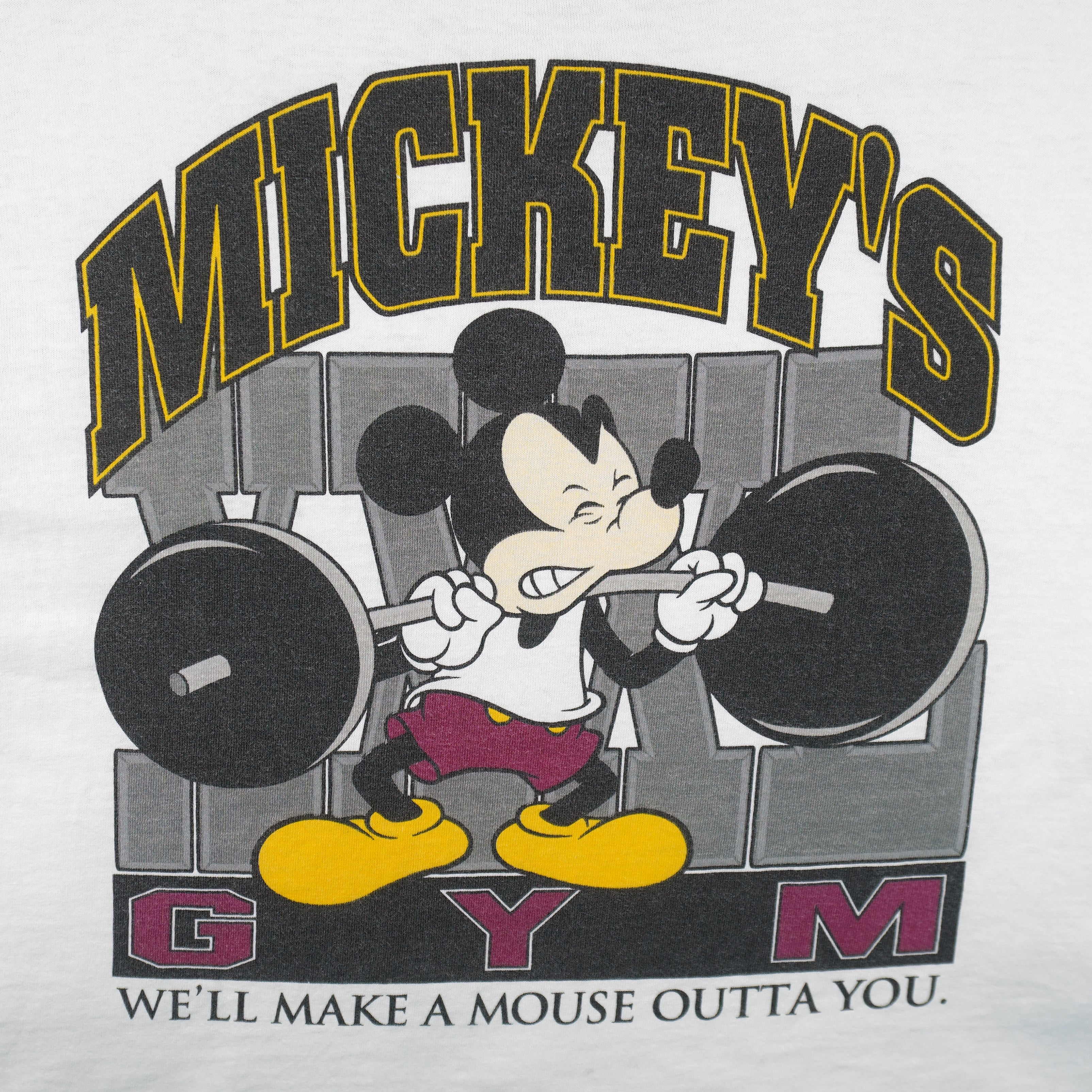 Disney - Mickey Mouse Gym Single Stitch T-Shirt 1990s Large Vintage Retro