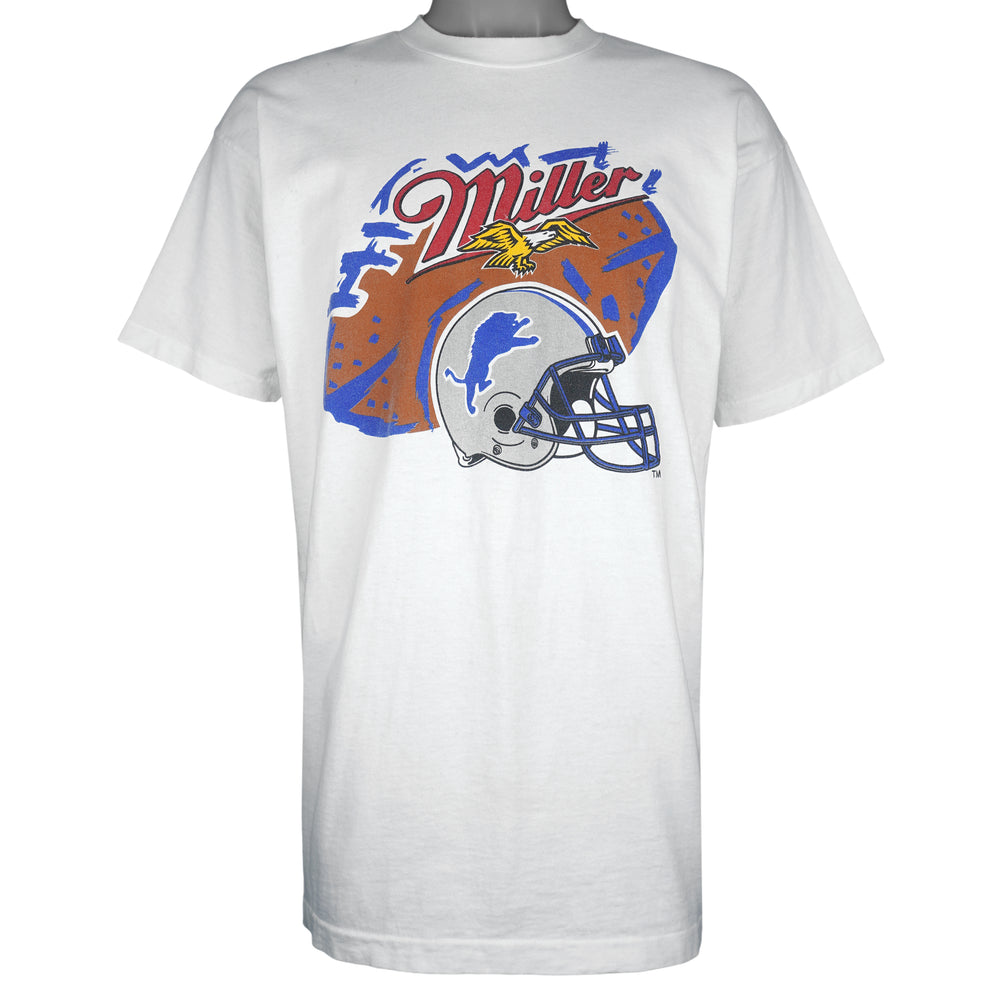 NFL - Detroit Lions x Miller Single Stitch T-Shirt 1990s X-Large Vintage Retro Football