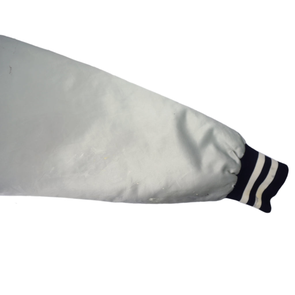 MLB (Felco) - Grey New York Yankees Satin Jacket 1990s Large Vintage Retro Baseball