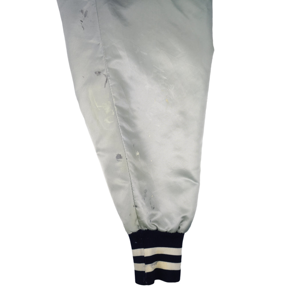 MLB (Felco) - Grey New York Yankees Satin Jacket 1990s Large Vintage Retro Baseball