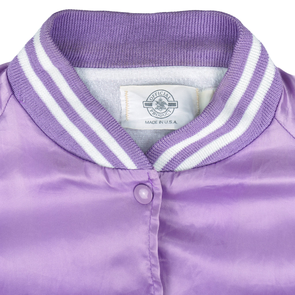 Budweiser - Purple Bud Light Satin Jacket 1990s Medium Vintage Retro
