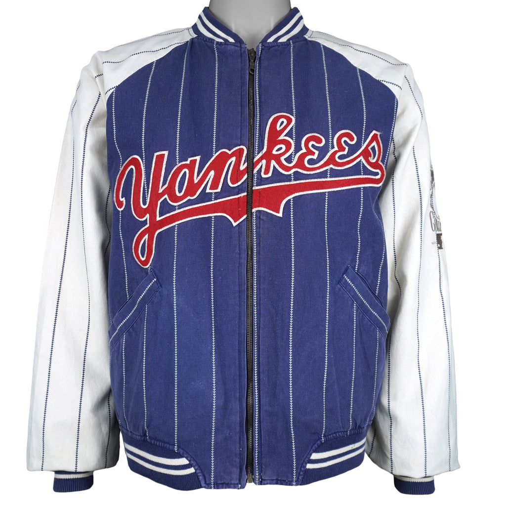 MLB (Mirage) - New York Yankees Pinstripe Reversible Jacket 1990s Medium Vintage Retro Baseball