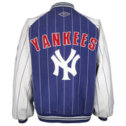 MLB (Mirage) - New York Yankees Pinstripe Reversible Jacket 1990s Medium Vintage Retro Baseball