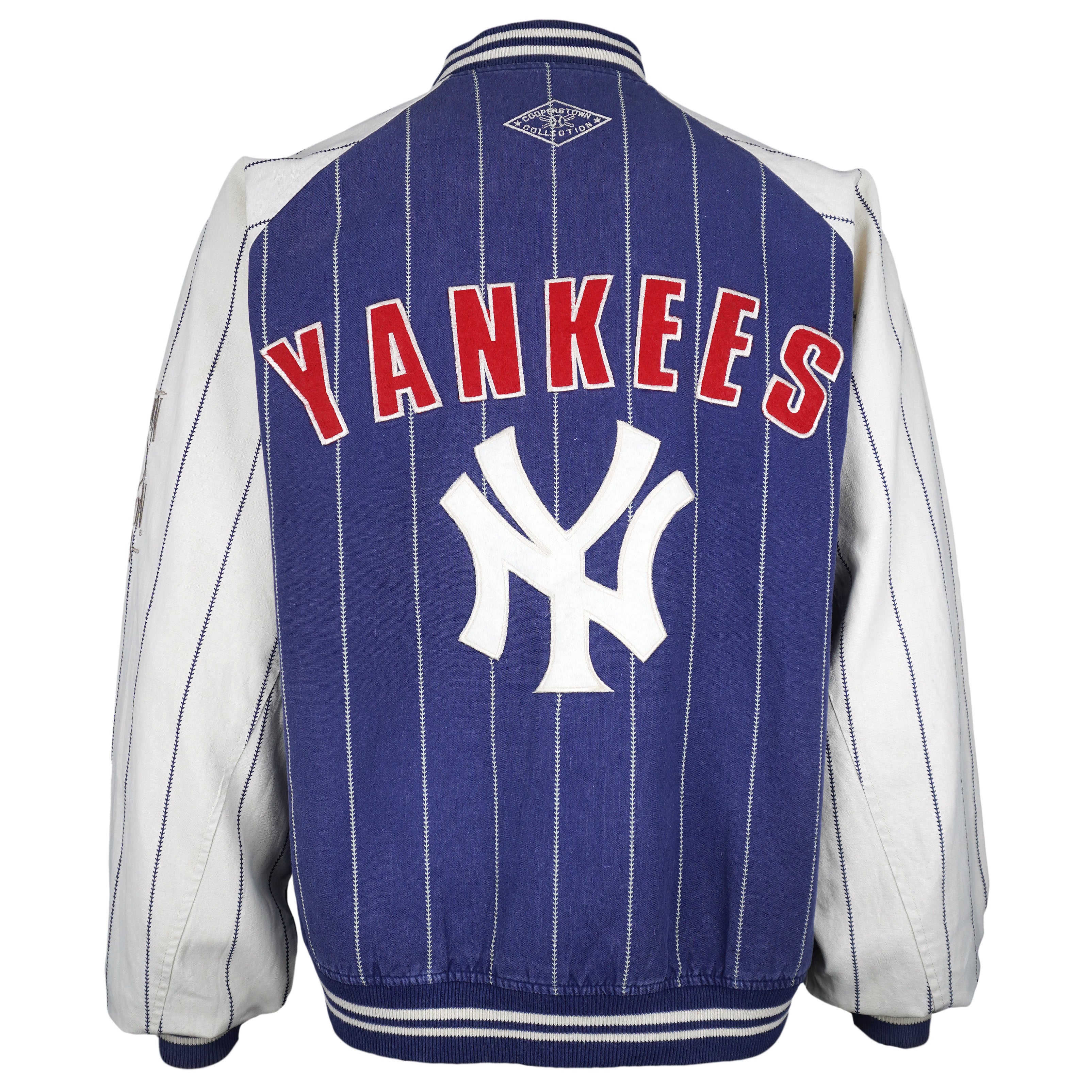 MLB (Mirage) - New York Yankees Pinstripe Reversible Jacket 1990s Medium Vintage Retro Baseball