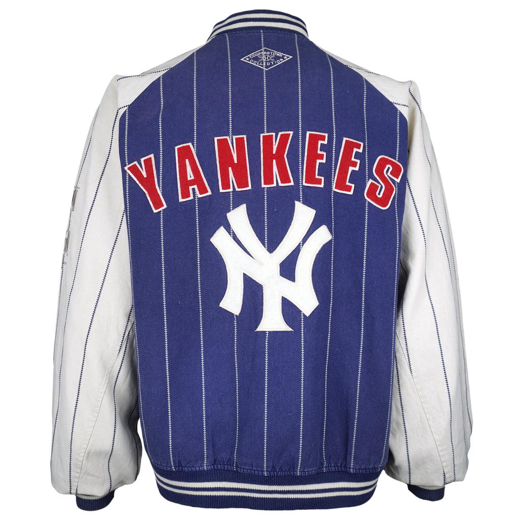 MLB (Mirage) - New York Yankees Pinstripe Reversible Jacket 1990s Medium Vintage Retro Baseball