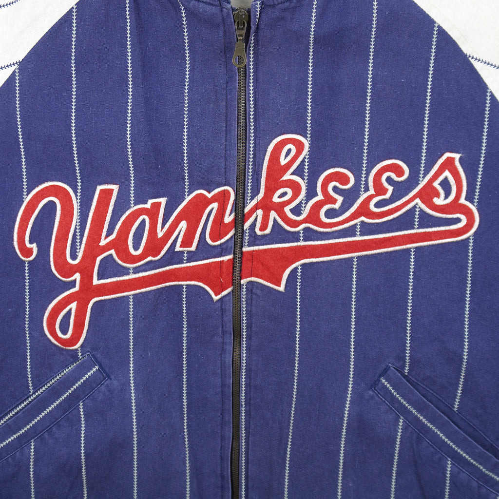 MLB (Mirage) - New York Yankees Pinstripe Reversible Jacket 1990s Medium Vintage Retro Baseball