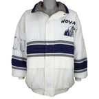 Vintage NCAA - Georgetown Hoyas Zip & Button-Up Puffer Jacket 1990s X-Large in white and blue