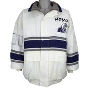 Vintage NCAA - Georgetown Hoyas Zip & Button-Up Puffer Jacket 1990s X-Large in white and blue