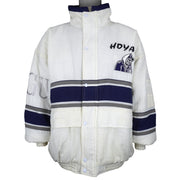 Vintage NCAA - Georgetown Hoyas Zip & Button-Up Puffer Jacket 1990s X-Large in white and blue