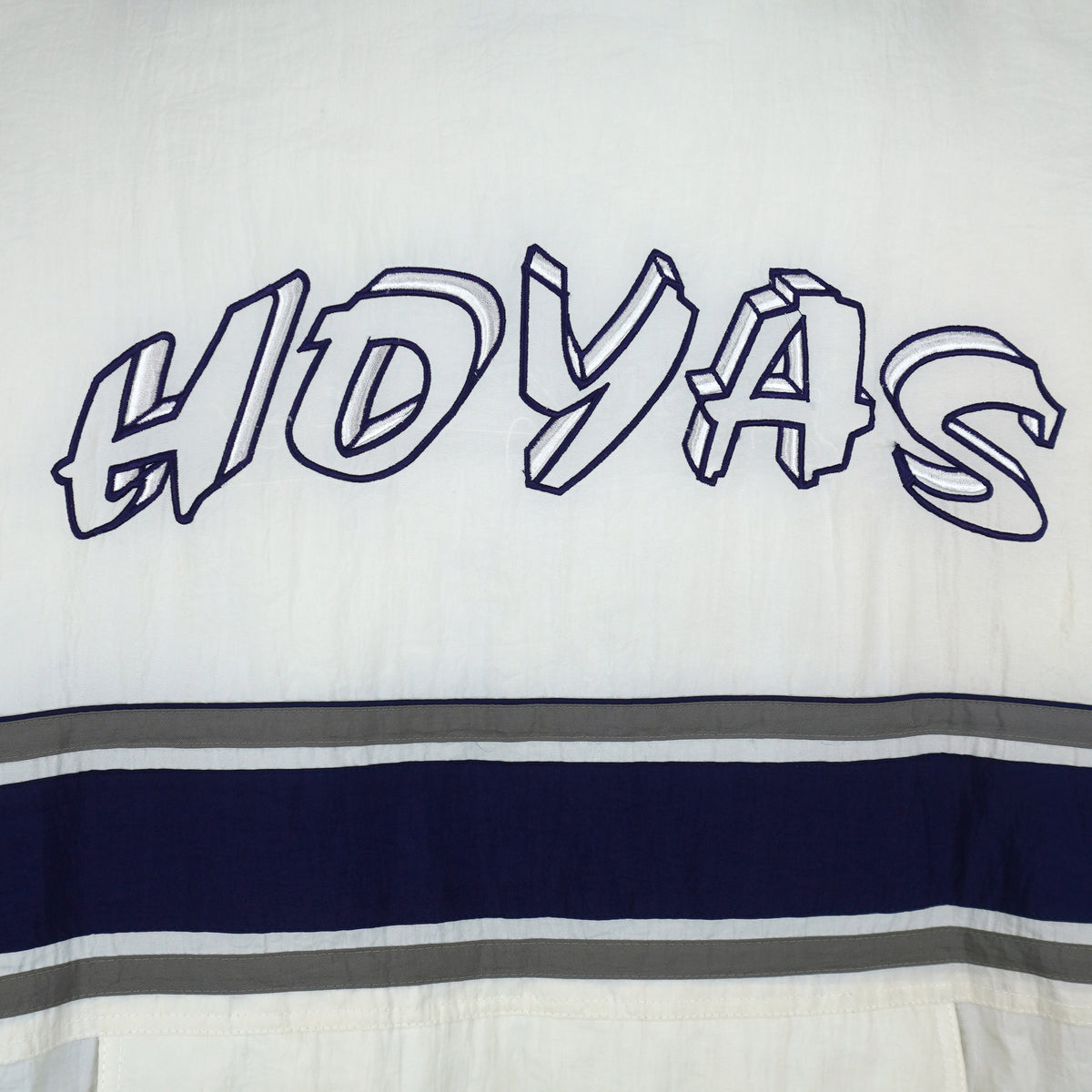 Vintage NCAA - Georgetown Hoyas Zip & Button-Up Puffer Jacket 1990s X-Large in white and blue