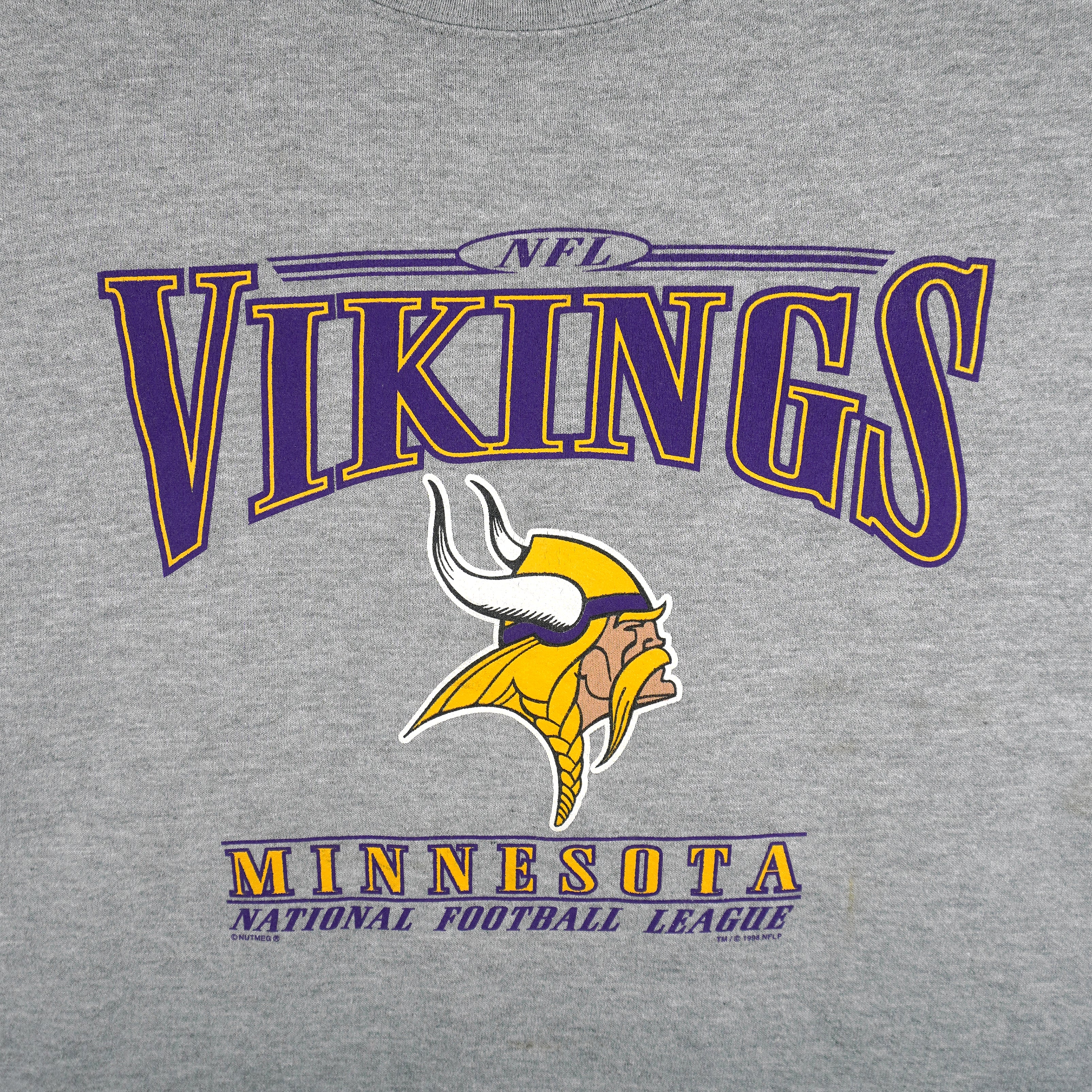 NFL (Lee) - Grey Minnesota Vikings Crew Neck Sweatshirt 1998 X-Large Vintage Retro Football