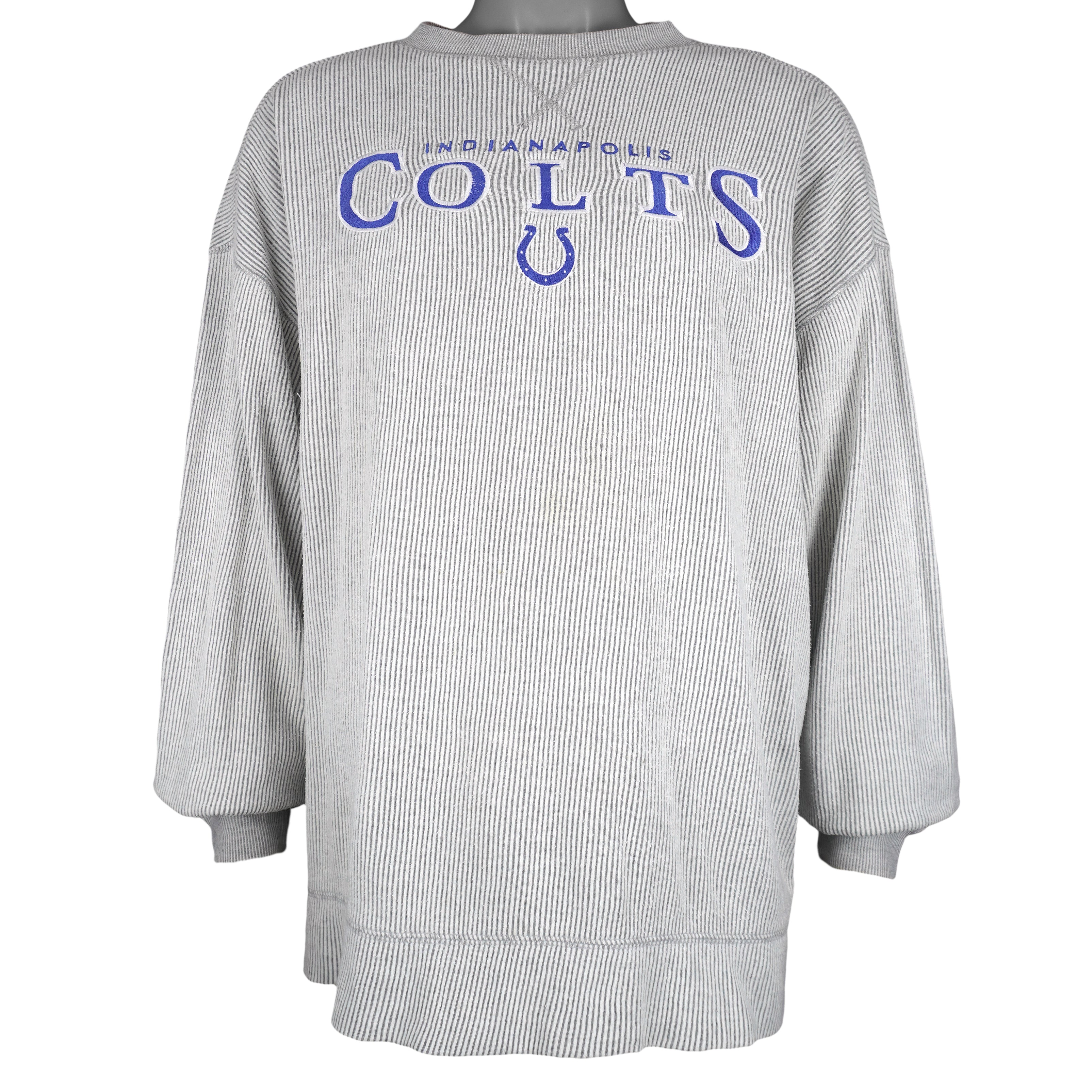 NFL - Indianapolis Colts Pinstripe Crew Neck Sweatshirt 1990s X-Large Vintage Retro Football