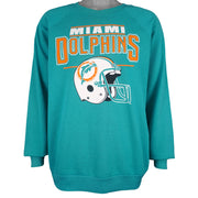 NFL (Garan, Inc) - Miami Dolphins Helmet Crew Neck Sweatshirt 1990s X-Large Vintage Retro Football